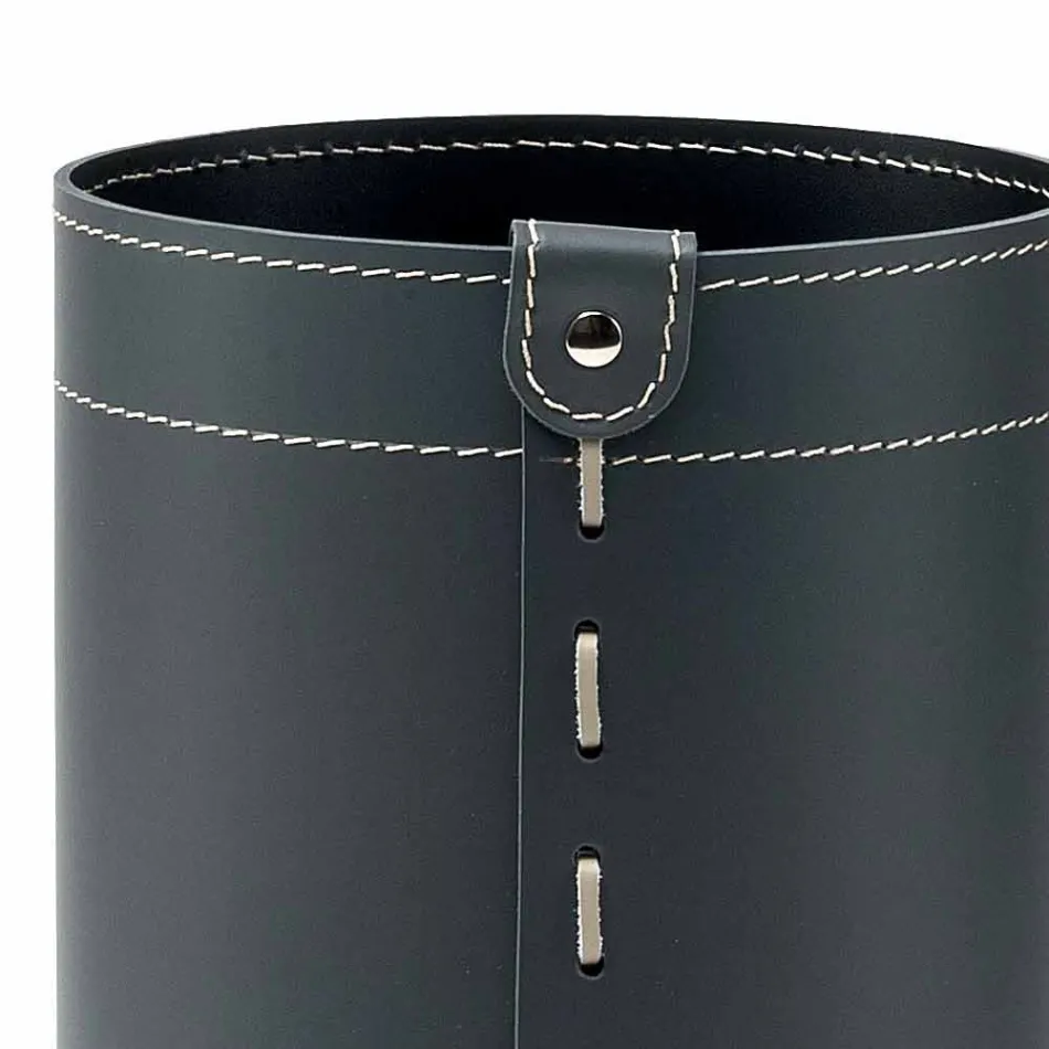 Kosz na odpadki z regenerowanej ręcznie robionej skóry Battista Viadurini