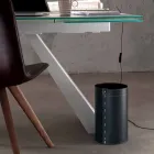 Kosz na odpadki z regenerowanej ręcznie robionej skóry Battista Viadurini