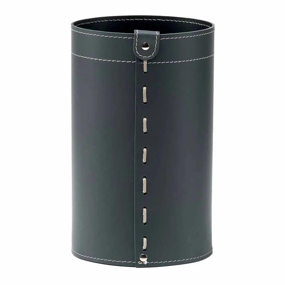 Kosz na odpadki z regenerowanej ręcznie robionej skóry Battista Viadurini