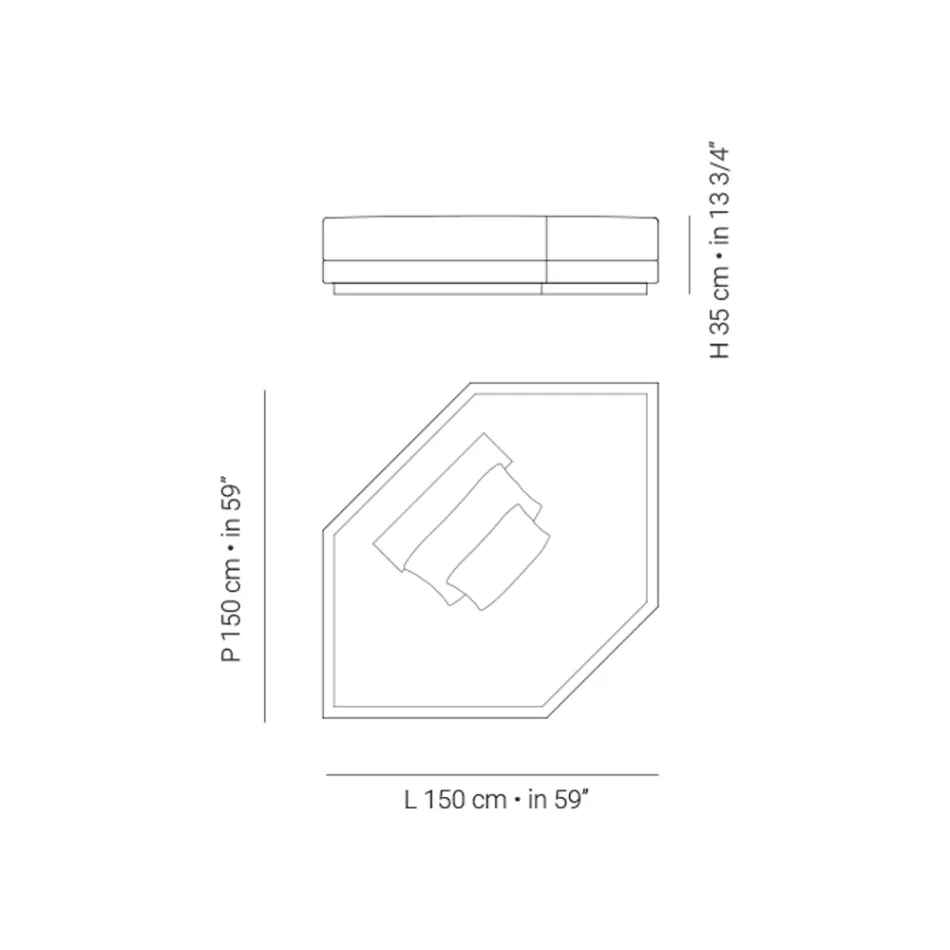 Szezlong ogrodowy narożny z tkaniny Made in Italy - Rubik Viadurini