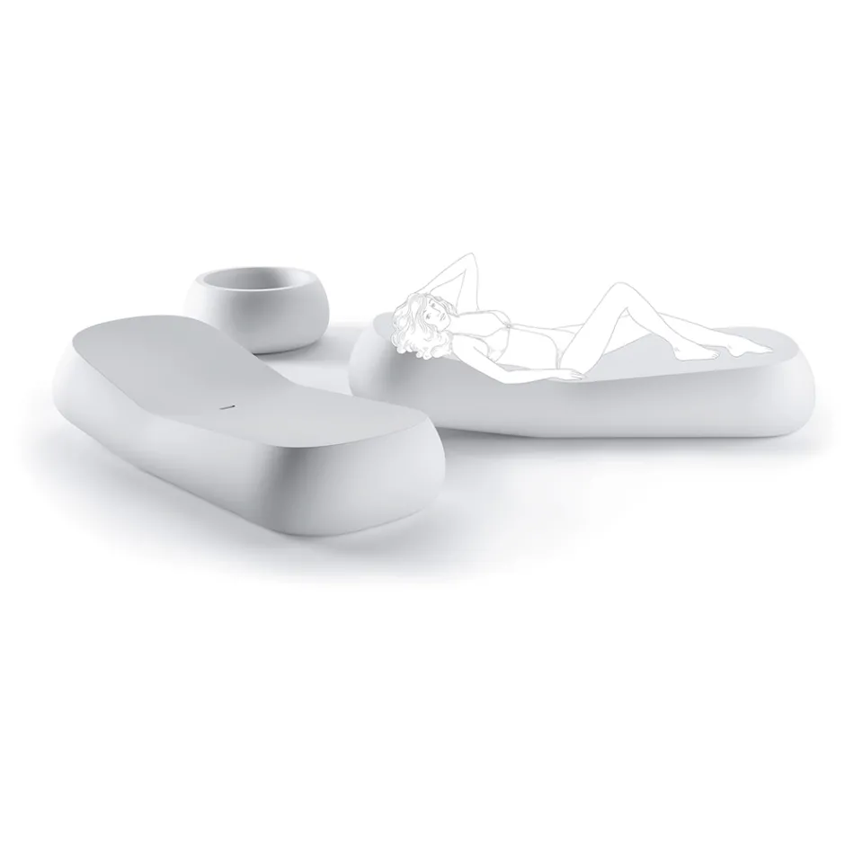 Designerski szezlong zewnętrzny z białego polietylenu Wyprodukowano we Włoszech - Ervin Viadurini