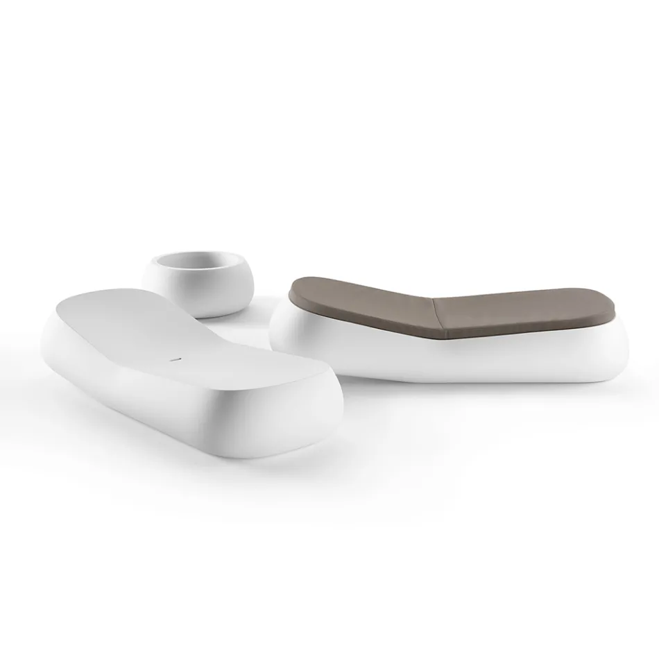 Designerski szezlong zewnętrzny z białego polietylenu Wyprodukowano we Włoszech - Ervin Viadurini