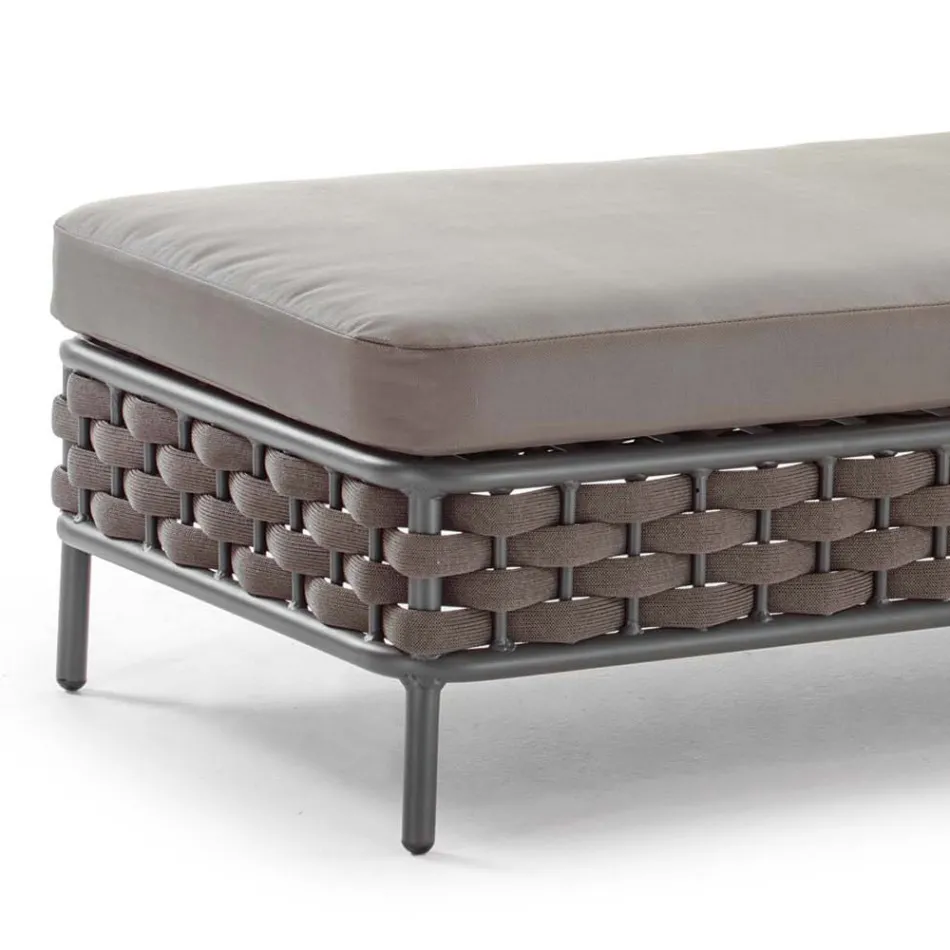 Szezlong ogrodowy ze sznurkiem i poduszkami ze zdejmowanymi pokrowcami z tkaniny - Jamajka Viadurini