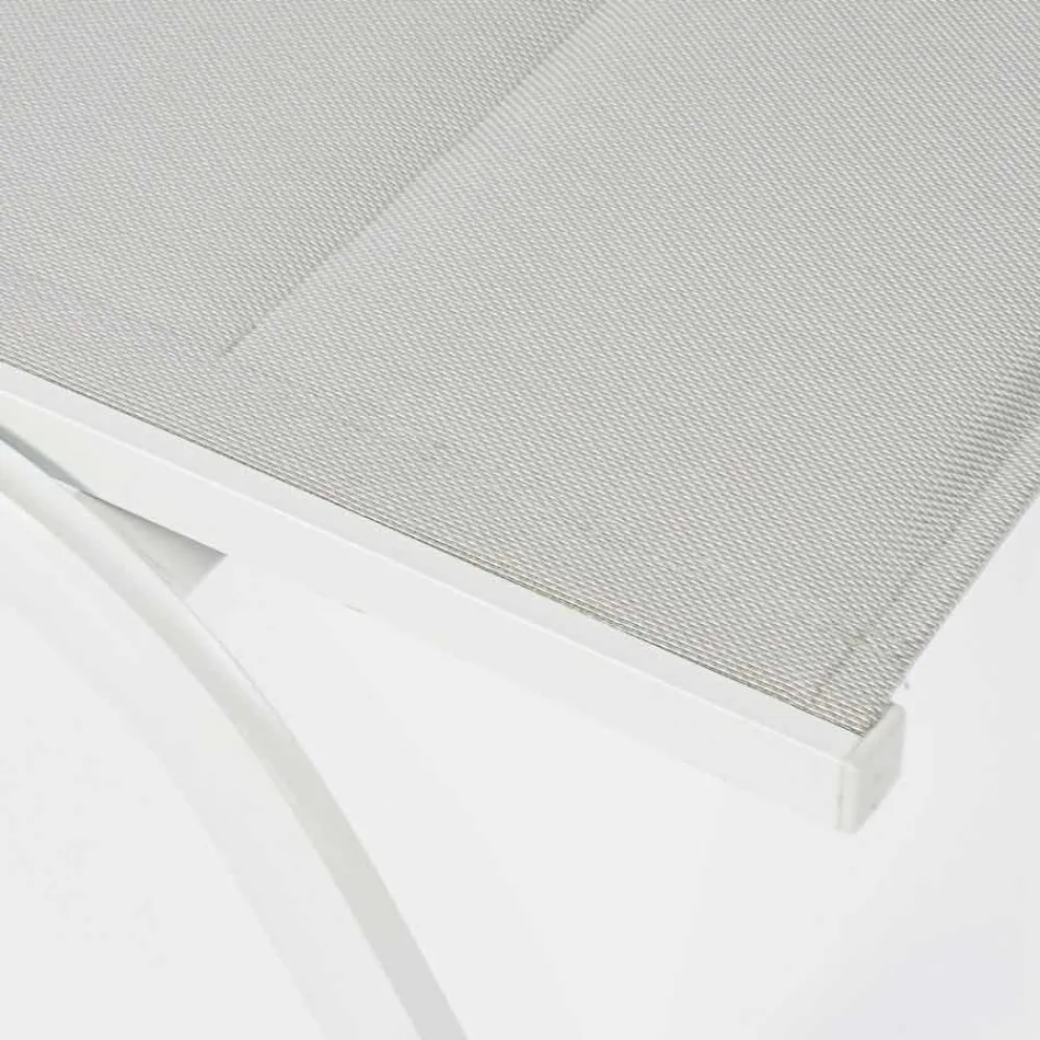 Szezlong zewnętrzny z materiału tekstylnego i aluminium na kółkach, 4 sztuki - Babilonia Viadurini