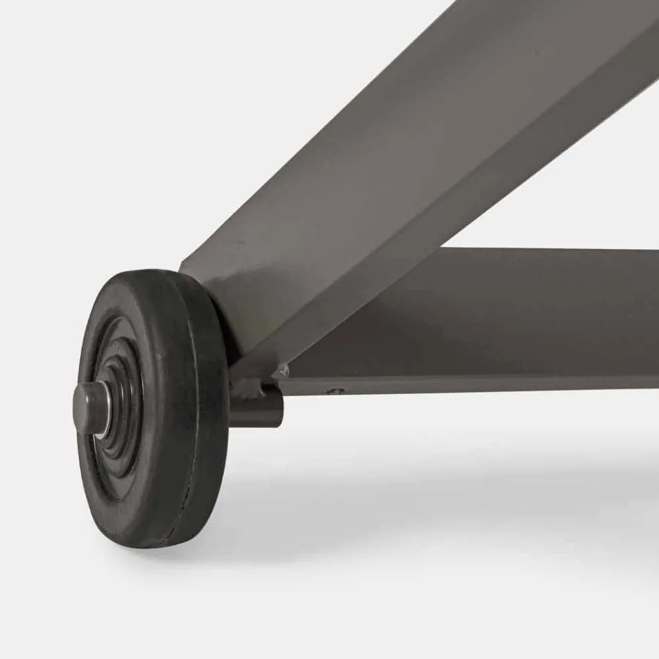 Szezlong zewnętrzny z materiału tekstylnego i aluminium na kółkach, 4 sztuki - Babilonia Viadurini