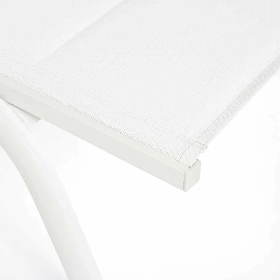 Szezlong zewnętrzny z materiału tekstylnego i aluminium na kółkach, 4 sztuki - Babilonia Viadurini