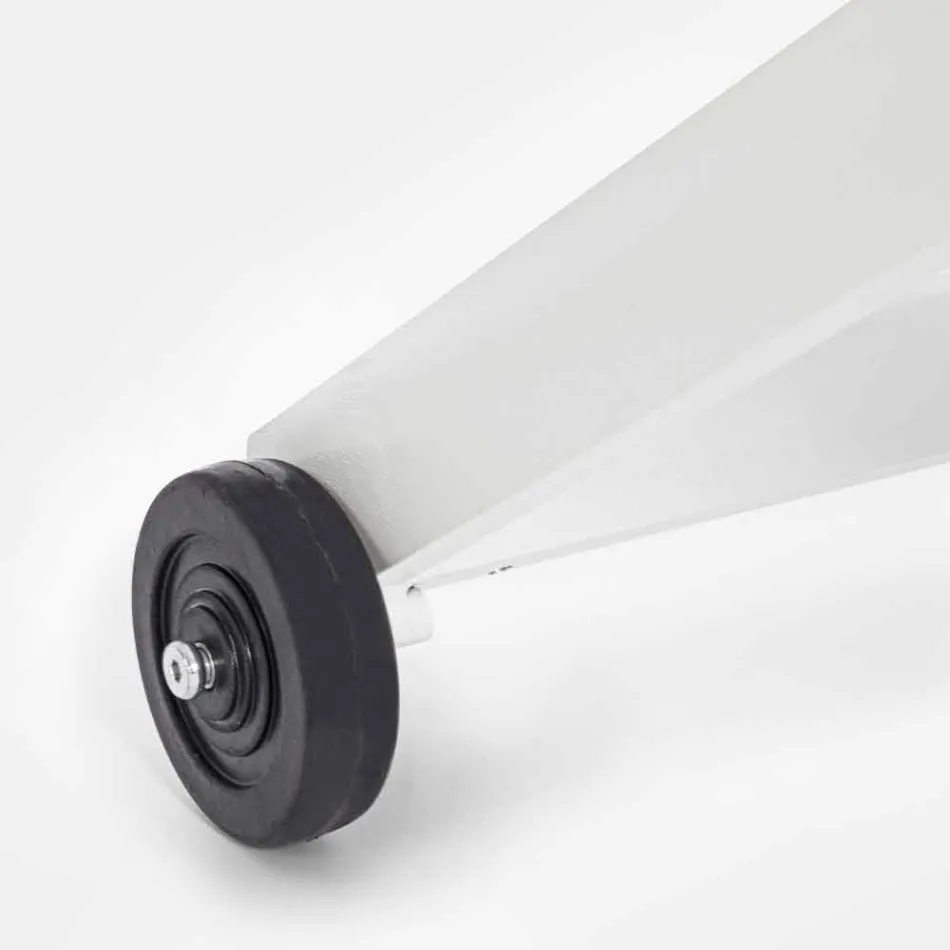 Szezlong zewnętrzny z materiału tekstylnego i aluminium na kółkach, 4 sztuki - Babilonia Viadurini