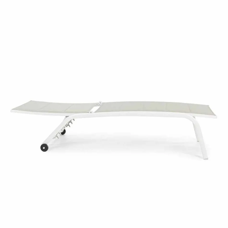 Szezlong ogrodowy z kółkami i odchylanym oparciem, 4 sztuki - Babilonia Viadurini