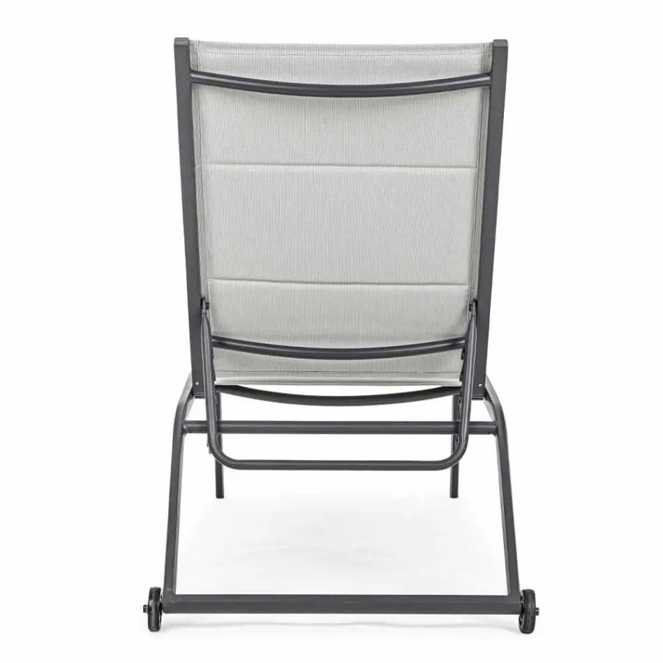 Szezlong ogrodowy z kółkami i odchylanym oparciem, 4 sztuki - Babilonia Viadurini