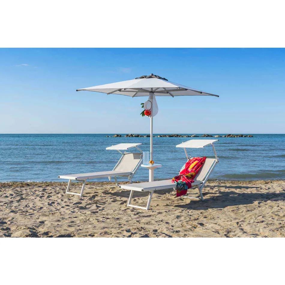 Nowoczesna szezlong ogrodowy z parasolką i rozkładanym oparciem - Arnold Viadurini