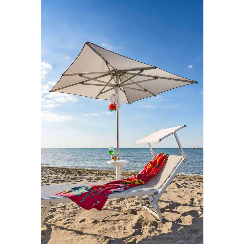 Nowoczesna szezlong ogrodowy z parasolką i rozkładanym oparciem - Arnold Viadurini