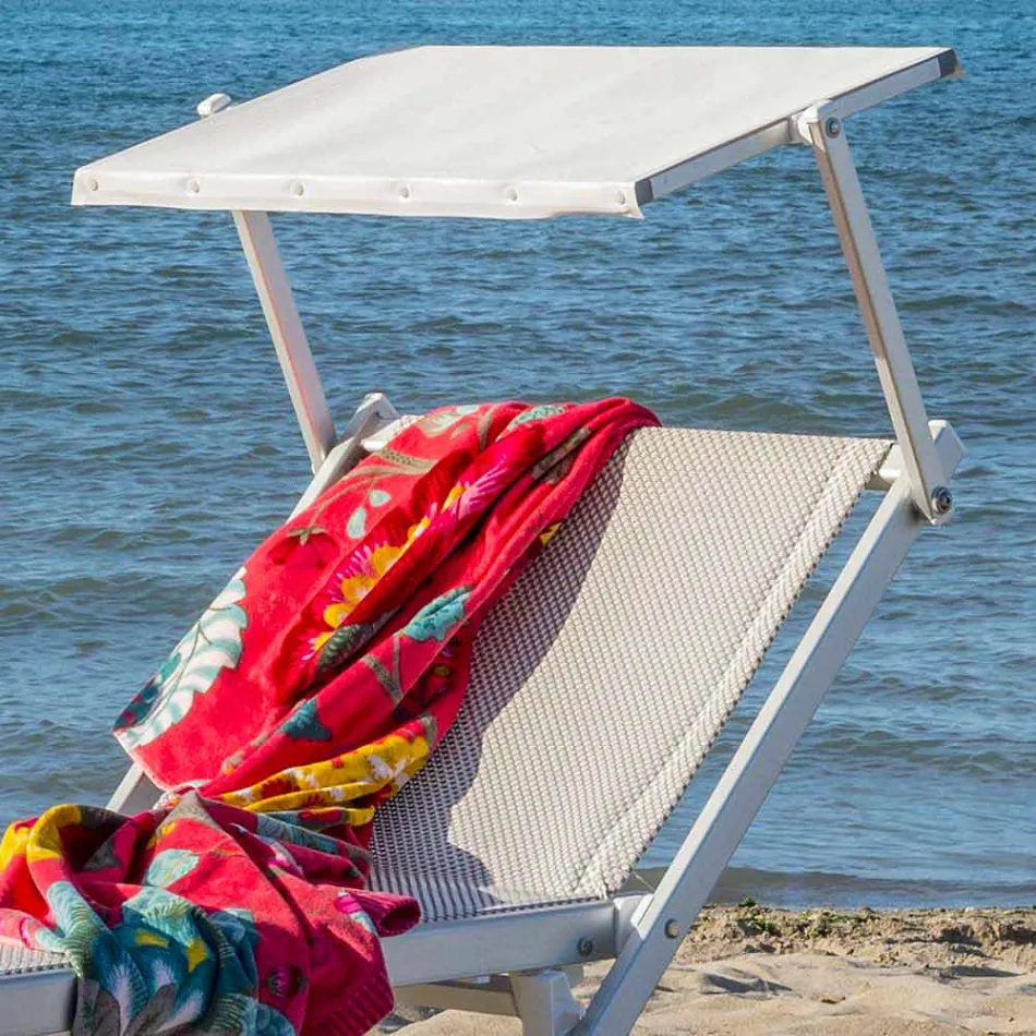 Nowoczesna szezlong ogrodowy z parasolką i rozkładanym oparciem - Arnold Viadurini