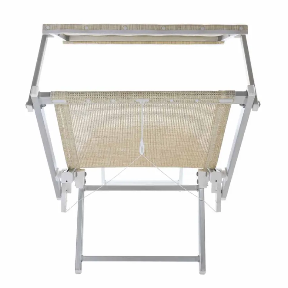 Nowoczesna szezlong ogrodowy z parasolką i rozkładanym oparciem - Arnold Viadurini