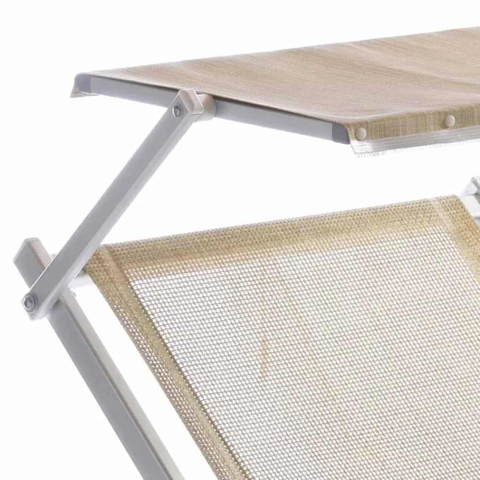 Nowoczesna szezlong ogrodowy z parasolką i rozkładanym oparciem - Arnold Viadurini