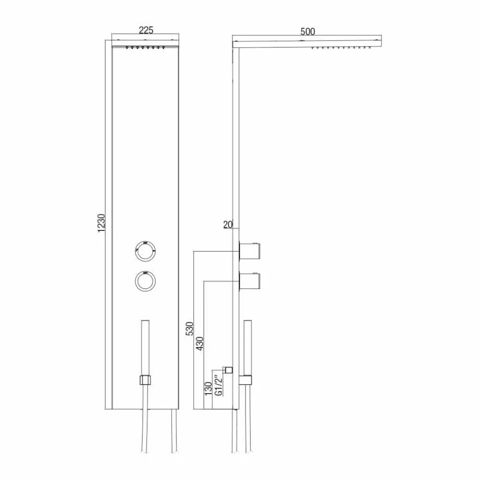 Termostatyczna kolumna prysznicowa z chromowanej stali nierdzewnej Wyprodukowano we Włoszech - Pampo Viadurini