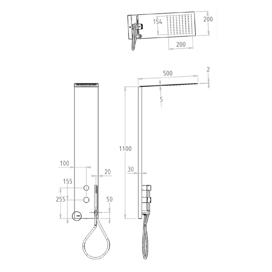 Stalowa kolumna prysznicowa z deszczownicą Made in Italy - Sailor Viadurini