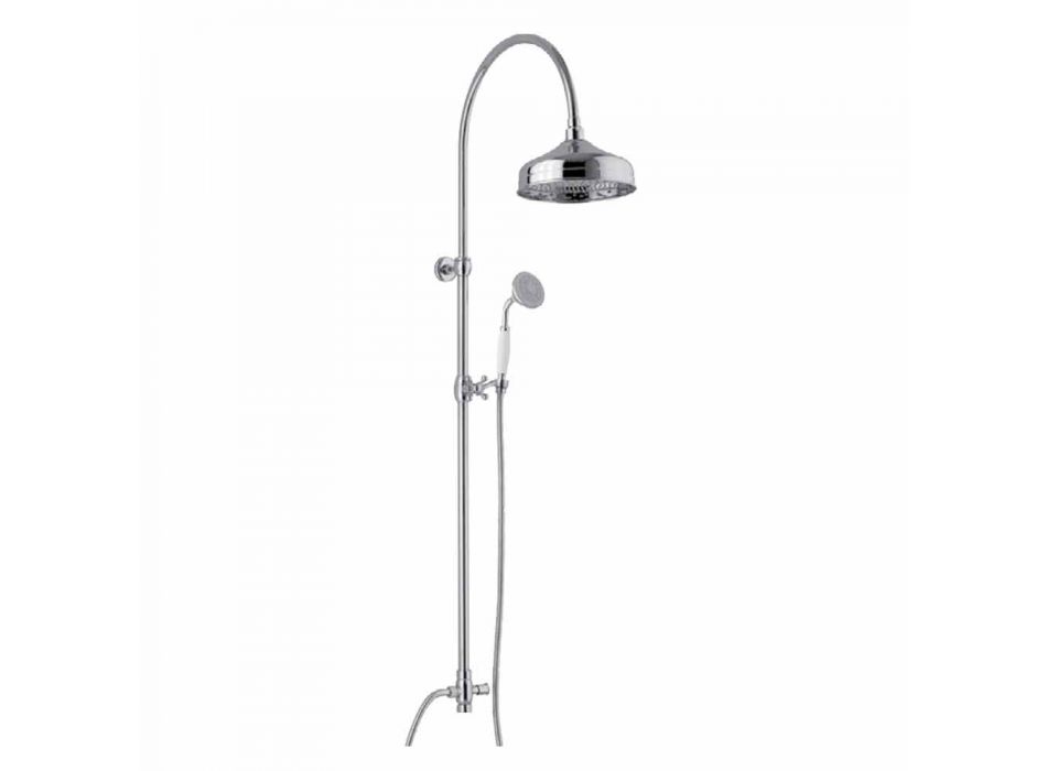 Mosiężna kolumna prysznicowa z głowicą prysznicową i ręcznym prysznicem ABS Made in Italy - Rimo Viadurini
