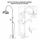 Mosiężna kolumna prysznicowa z okrągłą głowicą prysznicową i prysznicem ręcznym Made in Italy - Brillo Viadurini