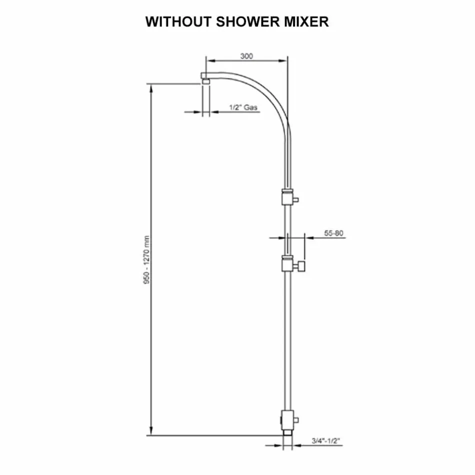 Mosiężna kolumna prysznicowa z okrągłą stalową głowicą prysznicową Made in Italy - Kennedy Viadurini