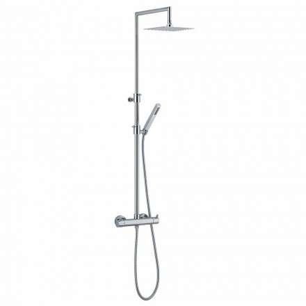 Kolumna prysznicowa z chromowanego mosiądzu z elastycznym wężem i prysznicem ręcznym wyprodukowana we Włoszech - Griso Viadurini