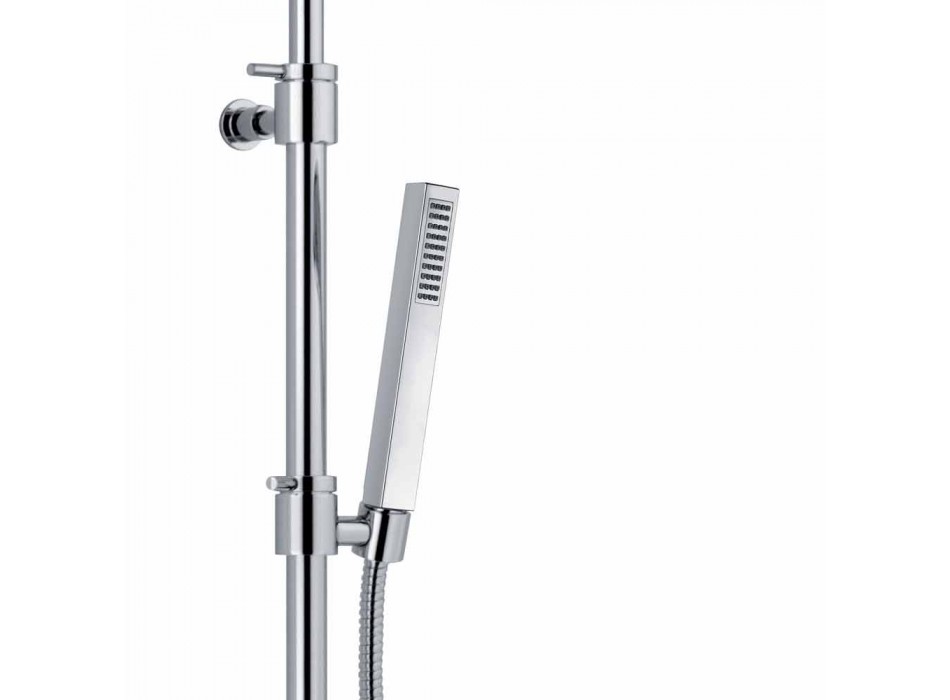 Kolumna prysznicowa z chromowanego mosiądzu z głowicą prysznicową i elastycznym wężem Made in Italy - Cunio Viadurini
