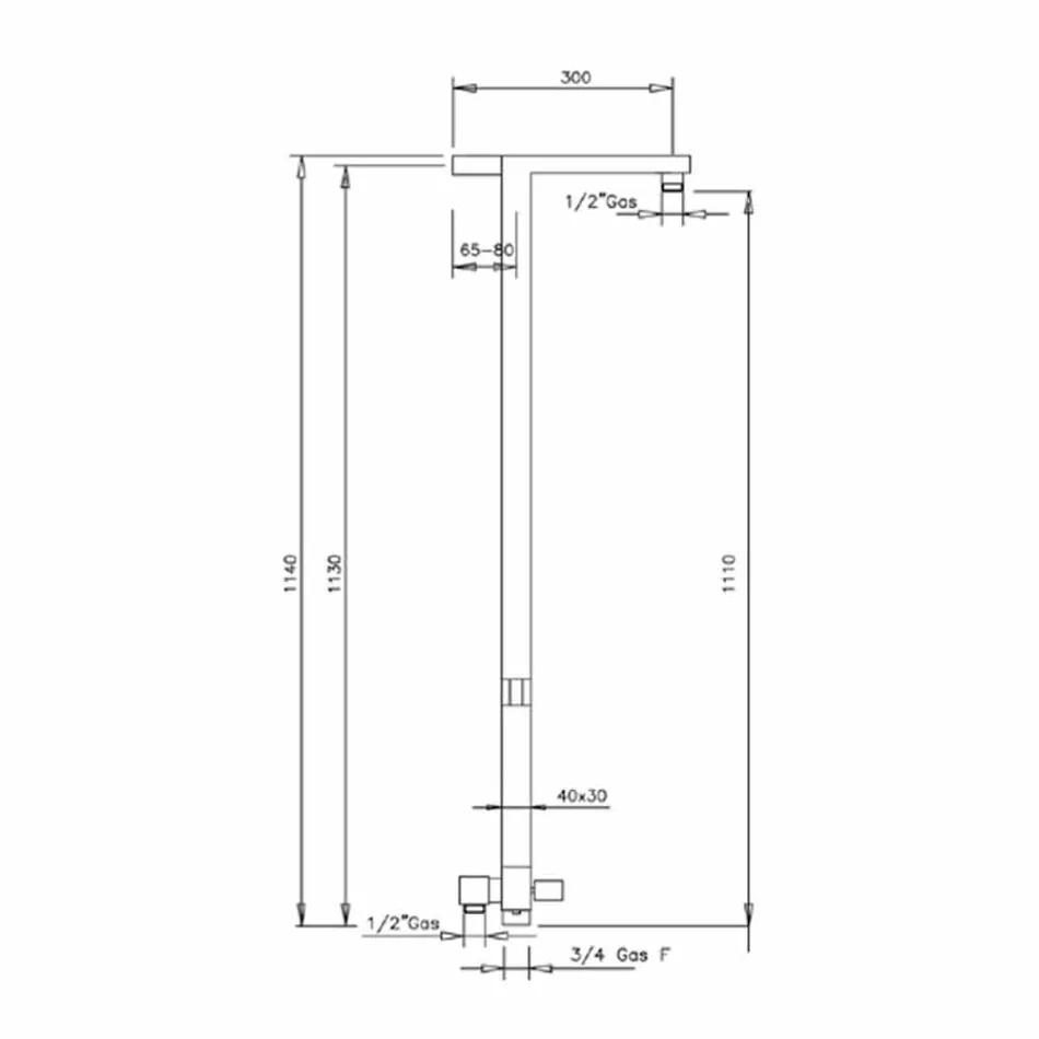 Kolumna prysznicowa z chromowanego mosiądzu ze stalową głowicą prysznicową Made in Italy - Marlo Viadurini