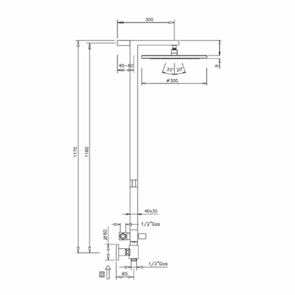 Kolumna prysznicowa z chromowanego mosiądzu ze stalową głowicą prysznicową Made in Italy - Marlo Viadurini