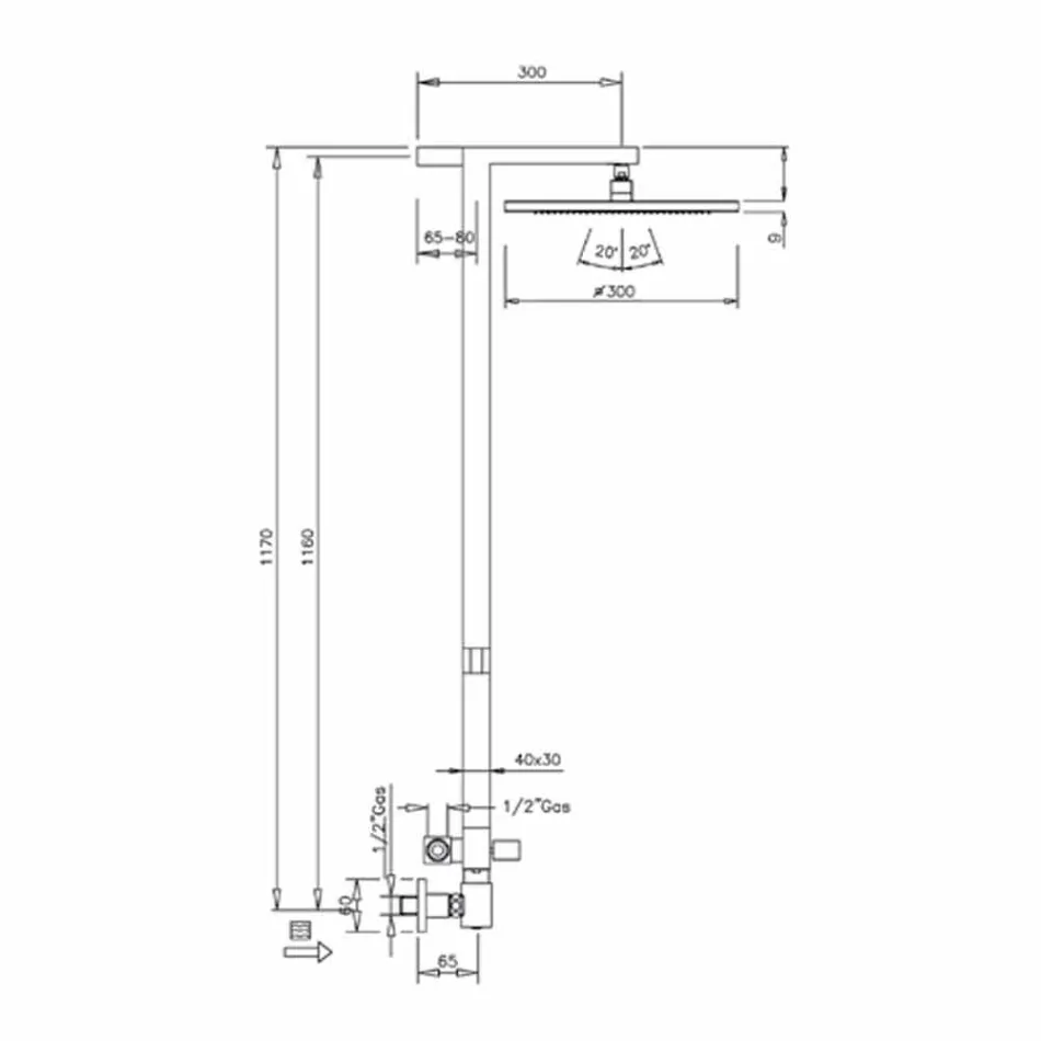Kolumna prysznicowa z chromowanego mosiądzu ze stalową głowicą prysznicową Made in Italy - Marlo Viadurini