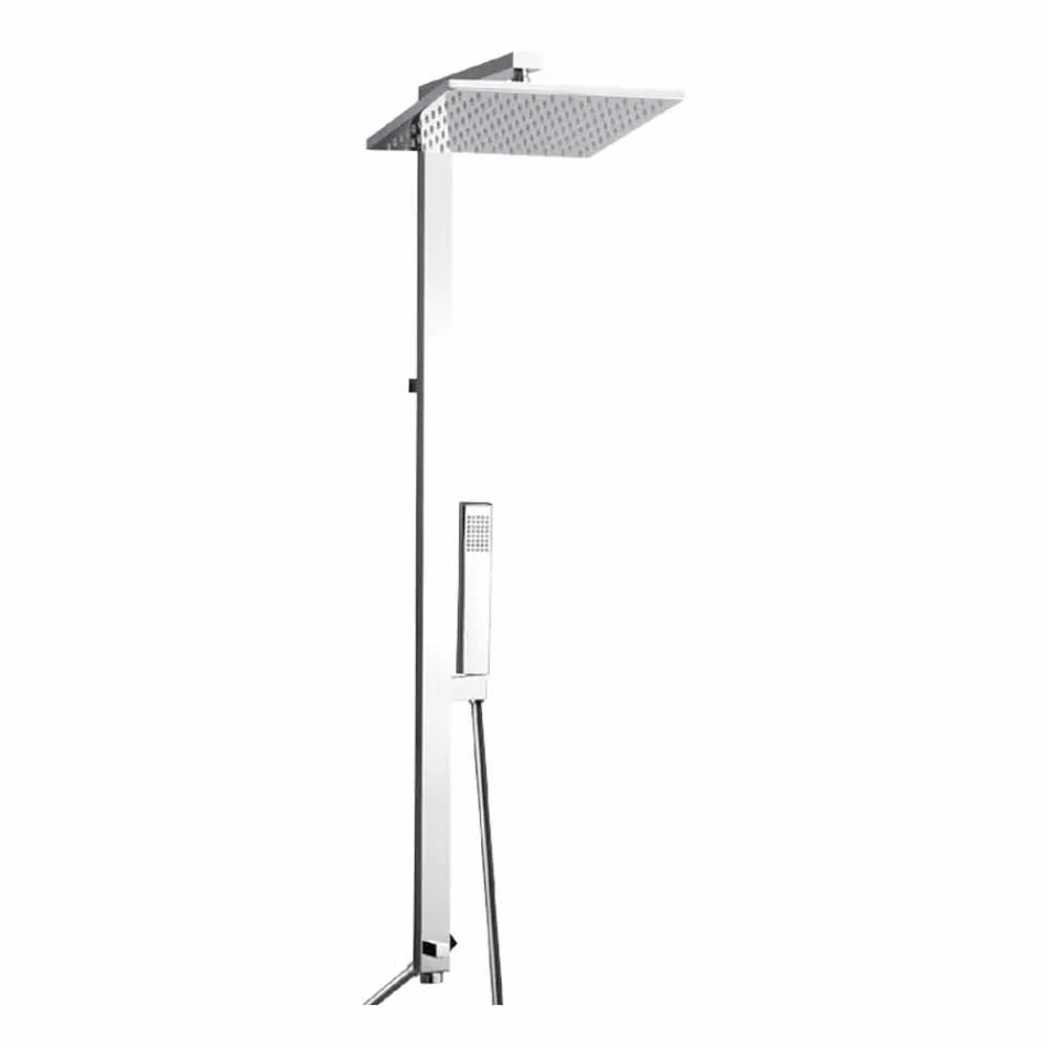 Kolumna prysznicowa z chromowanego mosiądzu ze stalową głowicą prysznicową Made in Italy - Marlo Viadurini