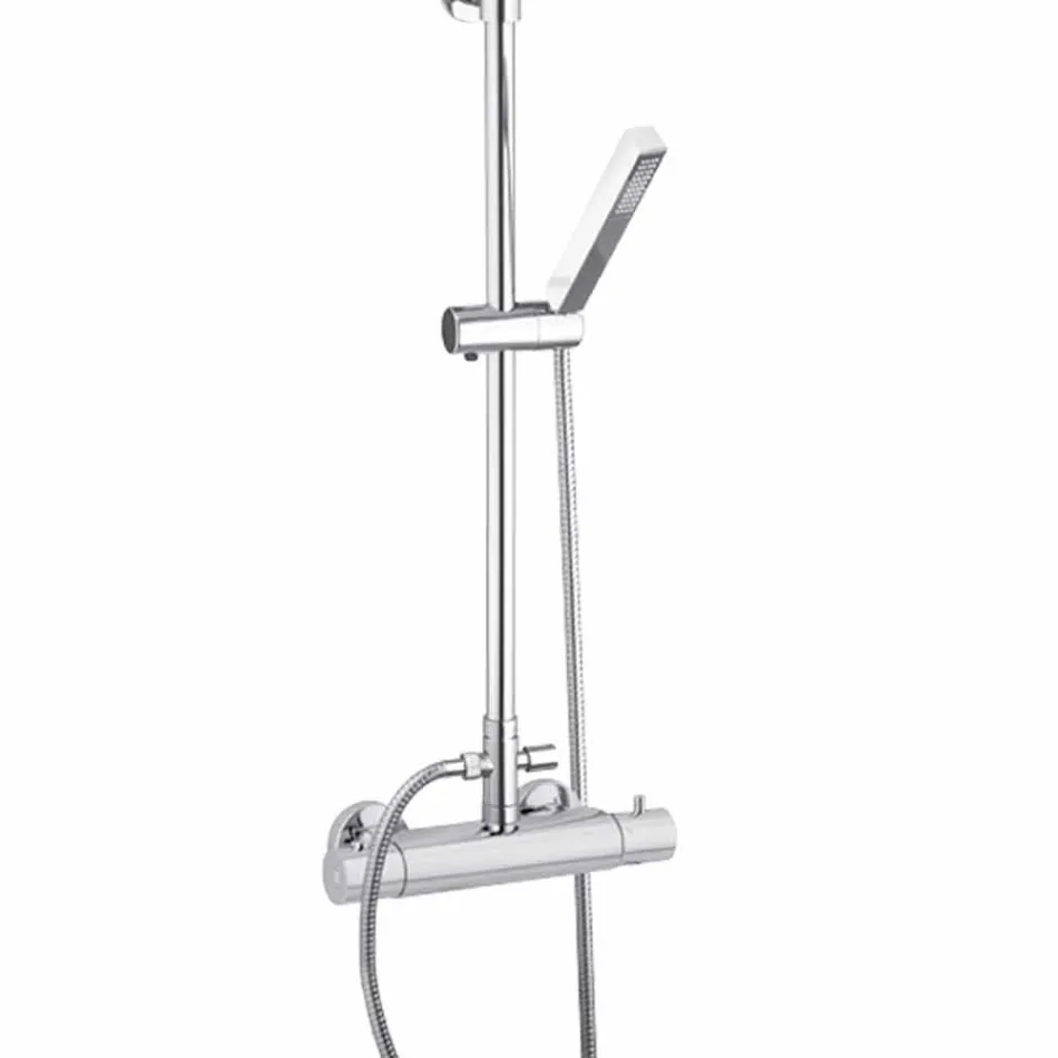 Kolumna prysznicowa z chromowanego mosiądzu z kwadratową głowicą prysznicową Made in Italy - Studio Viadurini