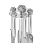 Noże do sera w srebrnym metalu z kryształami 5 sztuk - Marfio Viadurini