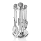 Noże do sera w srebrnym metalu z kryształami 5 sztuk - Marfio Viadurini