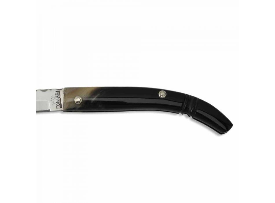 Nóż ze stalowym ostrzem i rękojeścią z rogu wołowego Made in Italy - Gobbo Viadurini
