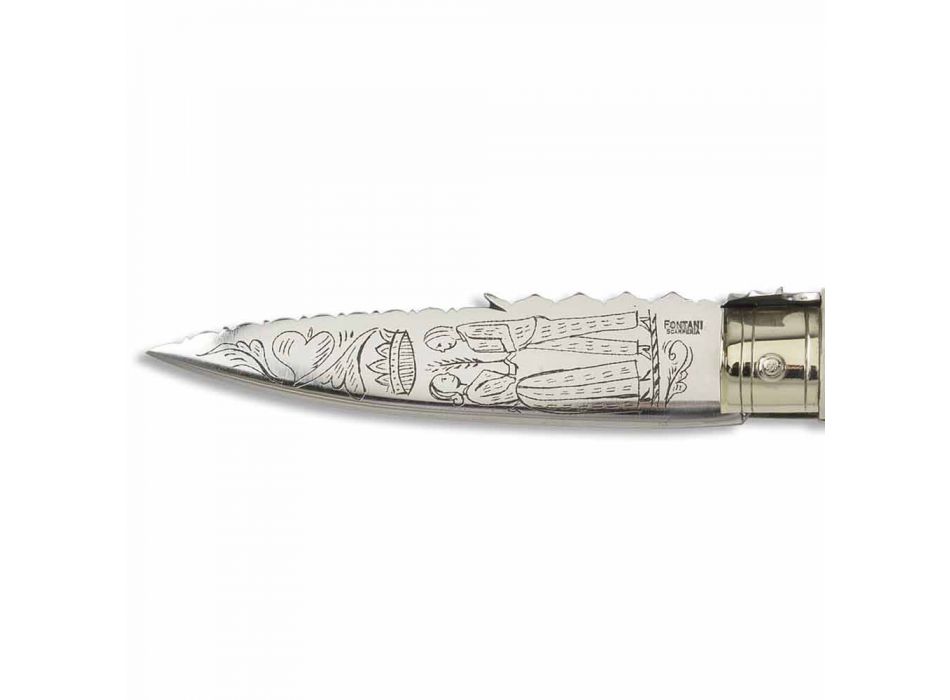 Antyczny, ręcznie robiony nóż Love z rogu i stali Made in Italy - Amour Viadurini