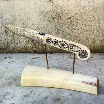 Antyczny, ręcznie robiony nóż Love z rogu i stali Made in Italy - Amour
