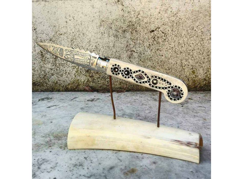 Antyczny, ręcznie robiony nóż Love z rogu i stali Made in Italy - Amour Viadurini