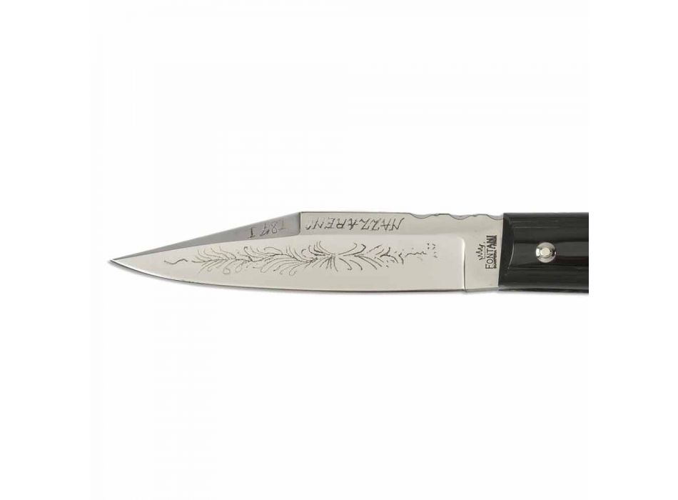 Nóż Nazzareno z rękojeścią z Buffalo Horn Made in Italy - Nazzario Viadurini