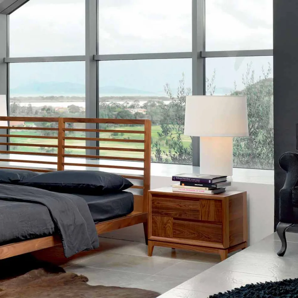 Komody z szufladami Dresser 2 w nowoczesnym stylu z litego drewna orzechowego, Nino Viadurini