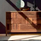 Komoda 3 szuflady nowoczesny design z litego orzecha, Nino Viadurini