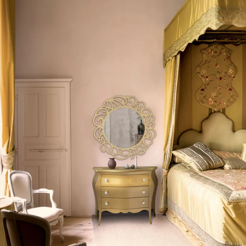 Zaokrąglona komoda z 3 szufladami w różnych wykończeniach Made in Italy - Gamad Viadurini