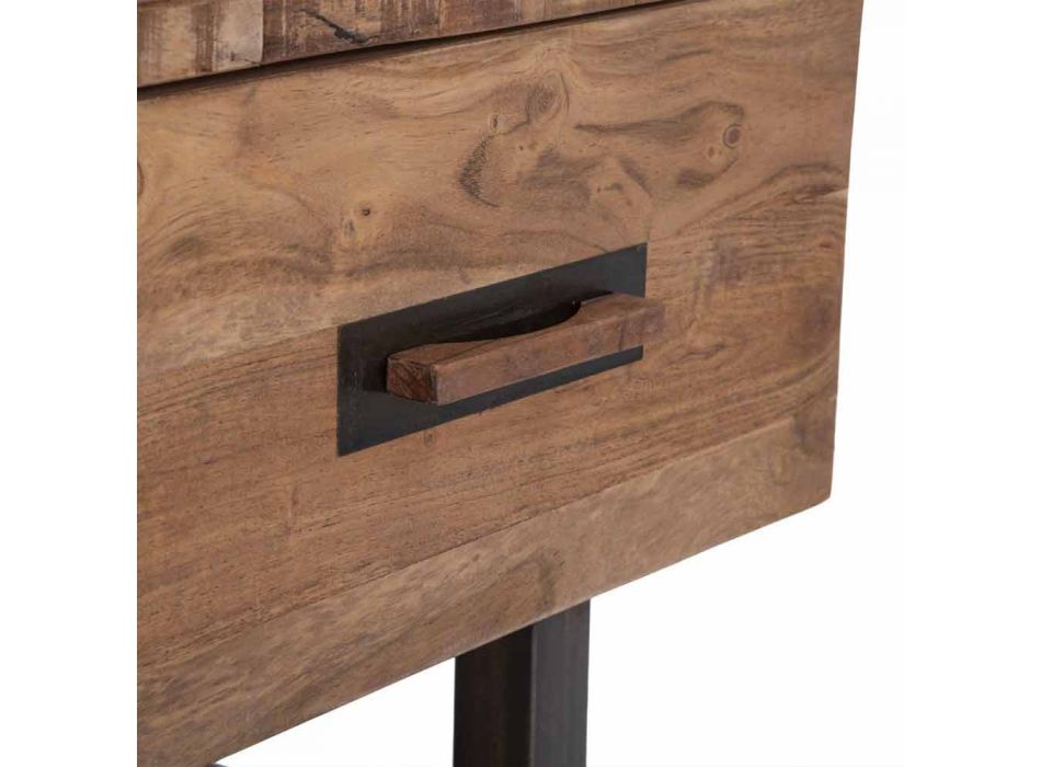 Komoda z drewna akacjowego i żelaza z 3 szufladami o nowoczesnym designie - Emerald Viadurini