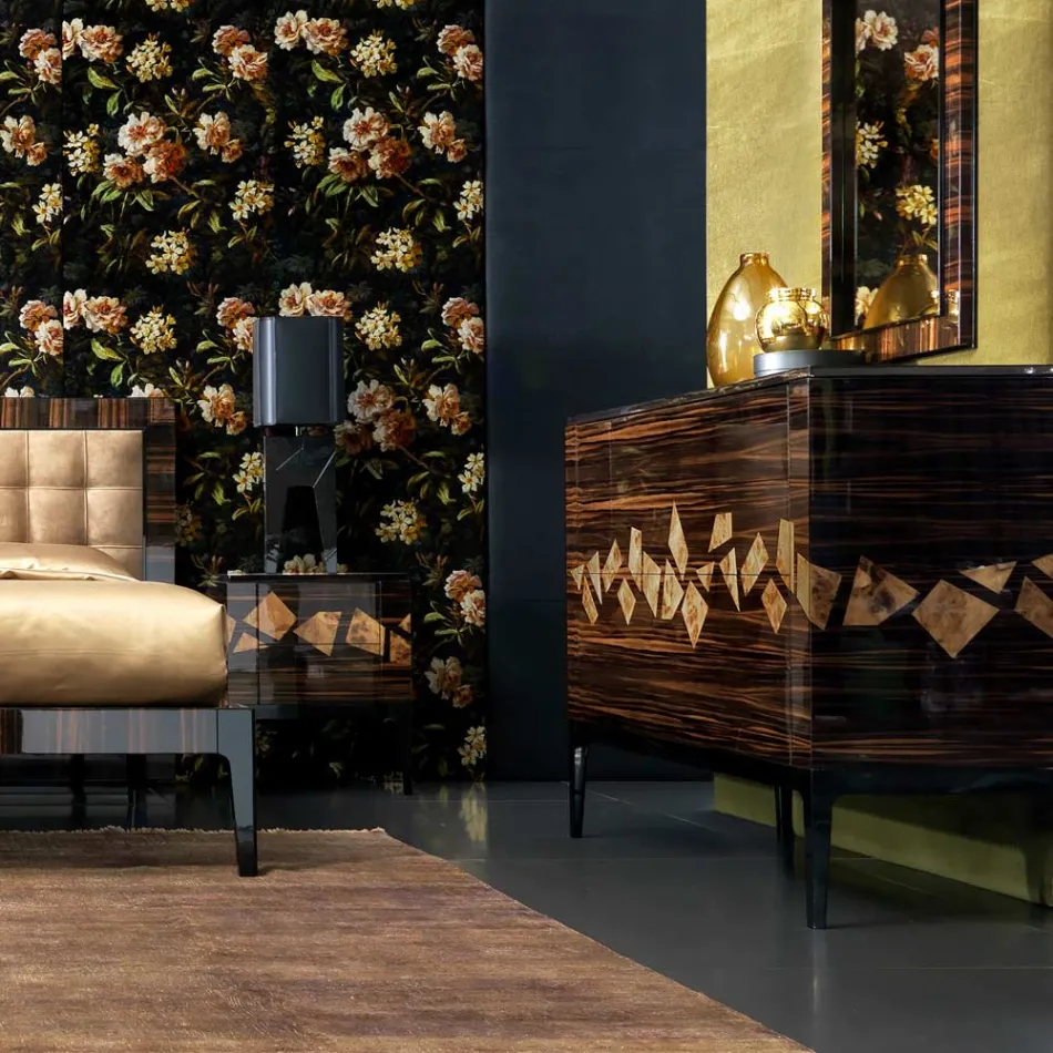 Kredens 4 szuflady z drewna hebanowego Grilli Zarafa made in Italy Viadurini