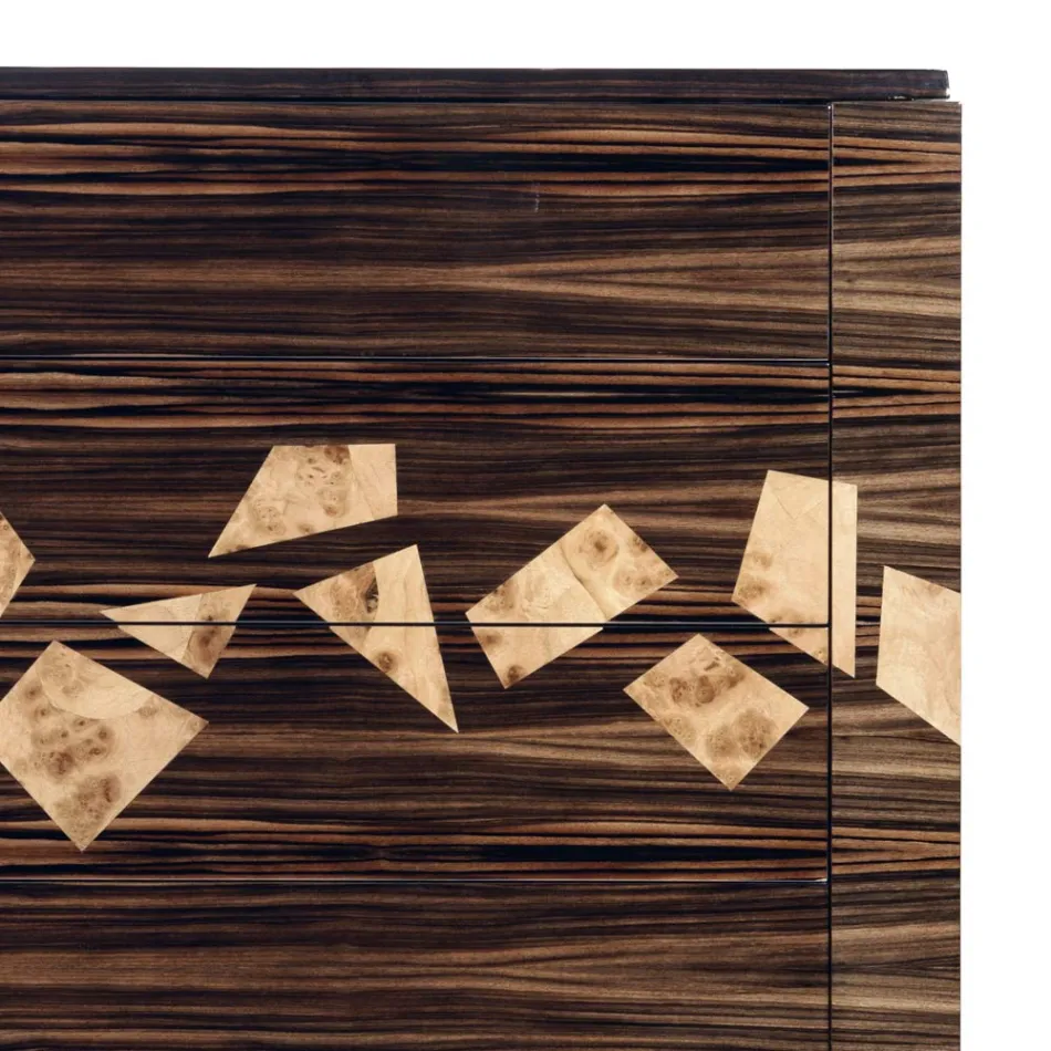 Kredens 4 szuflady z drewna hebanowego Grilli Zarafa made in Italy Viadurini