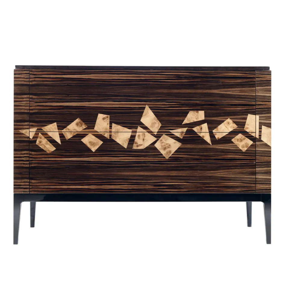 Kredens 4 szuflady z drewna hebanowego Grilli Zarafa made in Italy Viadurini