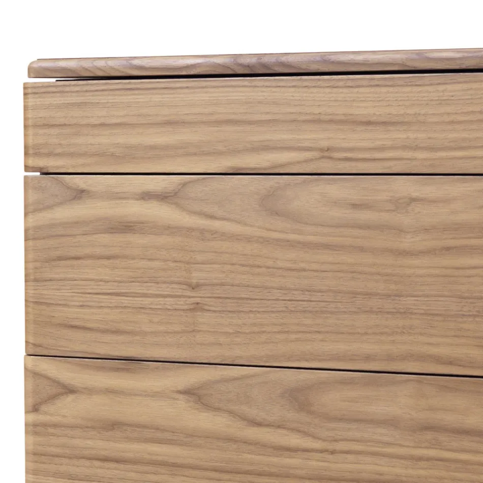 Komoda do sypialni z litego drewna i skóry design Grilli York Viadurini