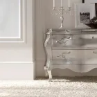 Komoda z litego drewna z wykończeniem w kolorze srebrnych liści Made in Italy - Brugia Viadurini