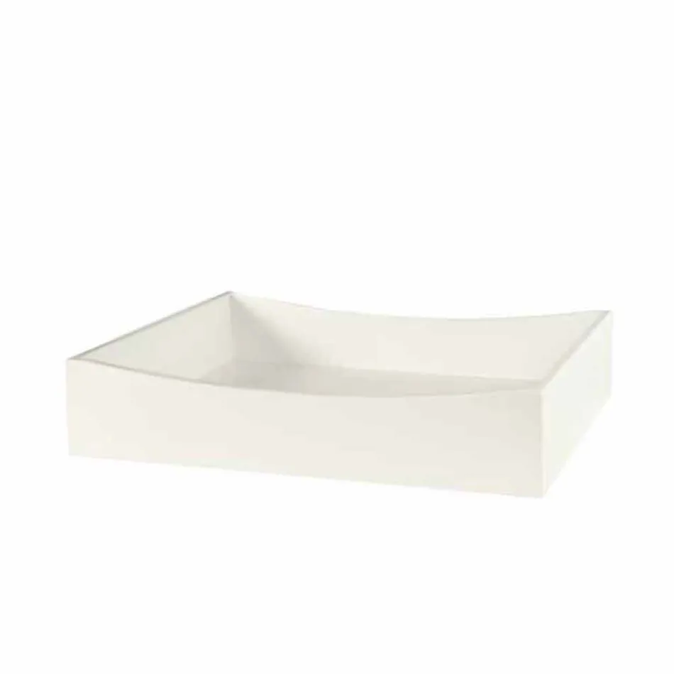 Ekstra lekka szklana komoda i sześć białych szuflad z drewna Made in Italy - Ganzo Viadurini