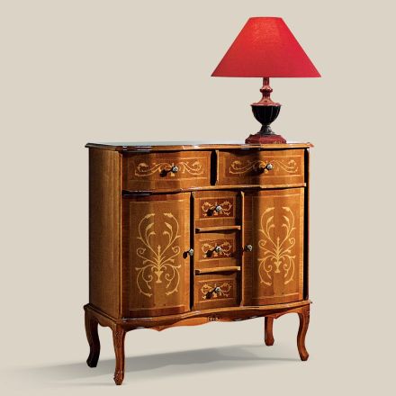 Komoda w stylu klasycznym z drewna 2 drzwi i 5 szuflad Made in Italy - Luxury Viadurini