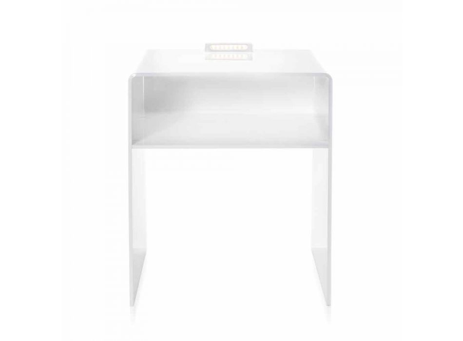 Biały stolik nocny z oświetleniem dotykowym LED Adelia Viadurini