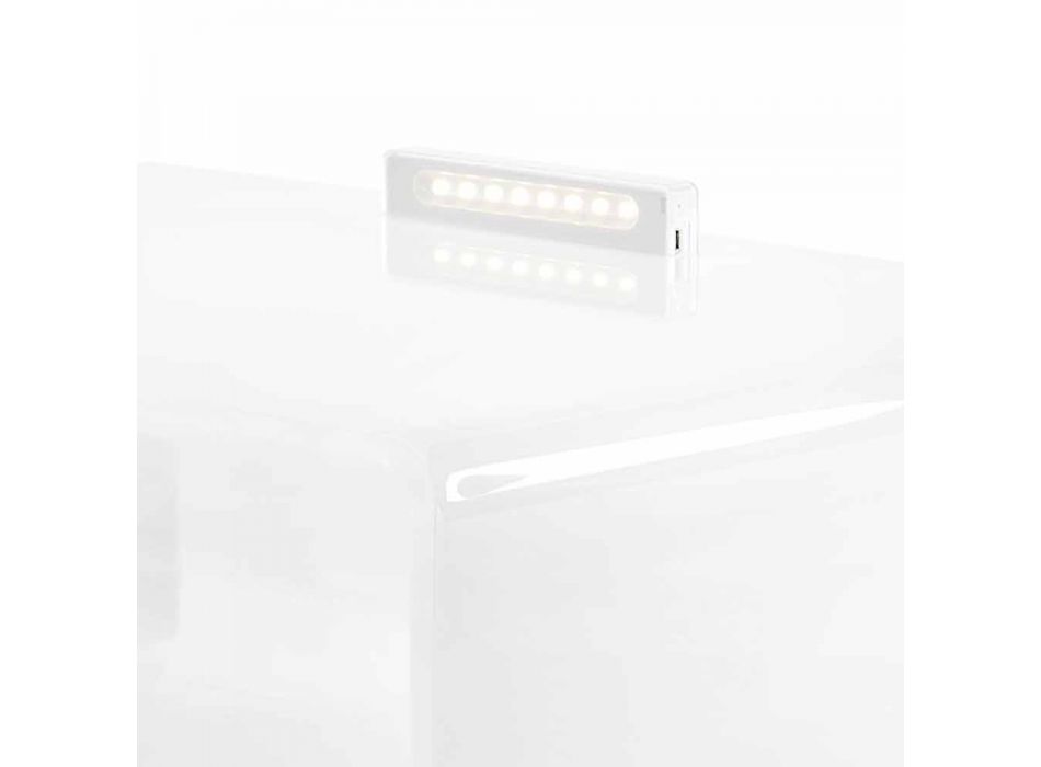 Biały stolik nocny z oświetleniem dotykowym LED Adelia